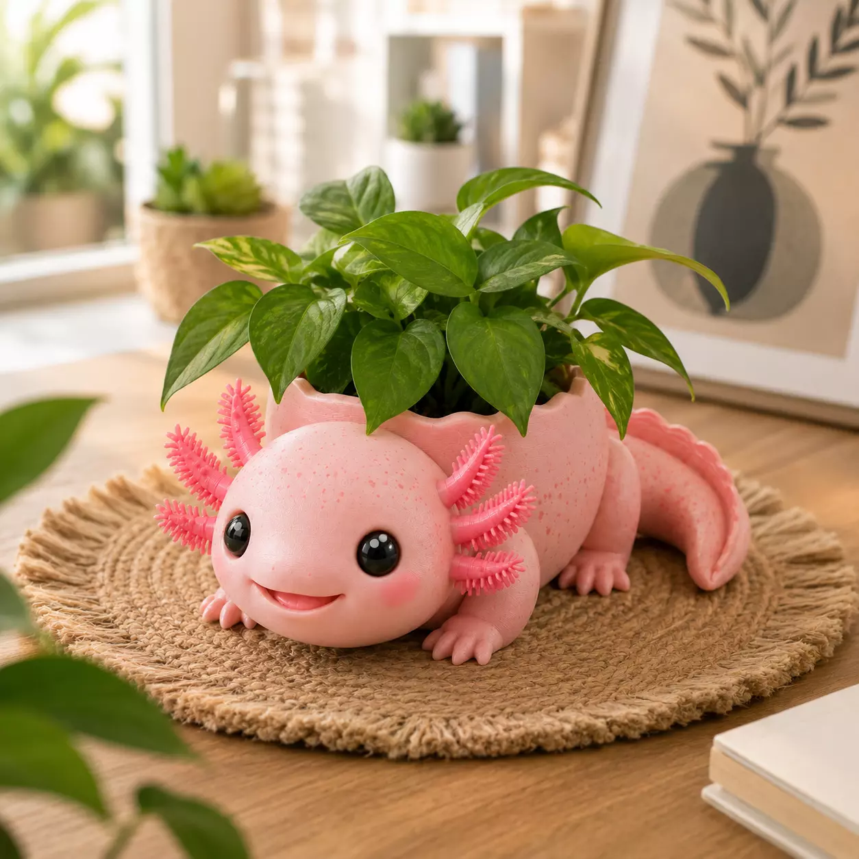 Cute Axolotl Planter 3D Printable STL 3D print model