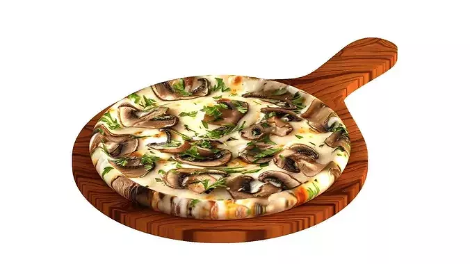 Pizza mushroom cheese delicious 3D model 2