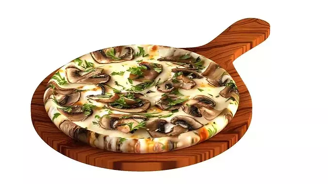 Pizza mushroom cheese delicious 3D model