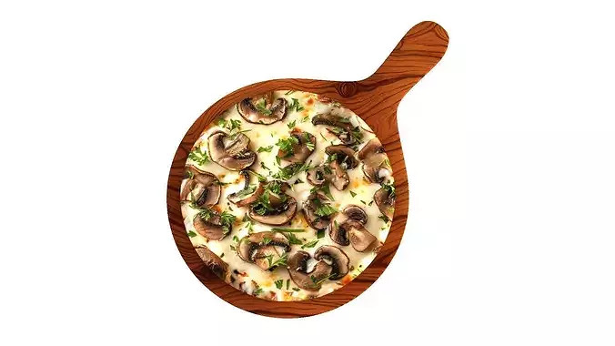 Pizza mushroom cheese delicious 3D model 6