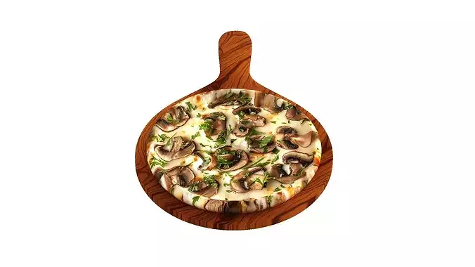 Pizza mushroom cheese delicious 3D model 4