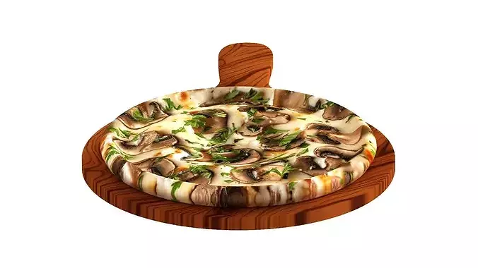 Pizza mushroom cheese delicious 3D model 5