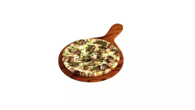 Pizza mushroom cheese delicious 3D model 3