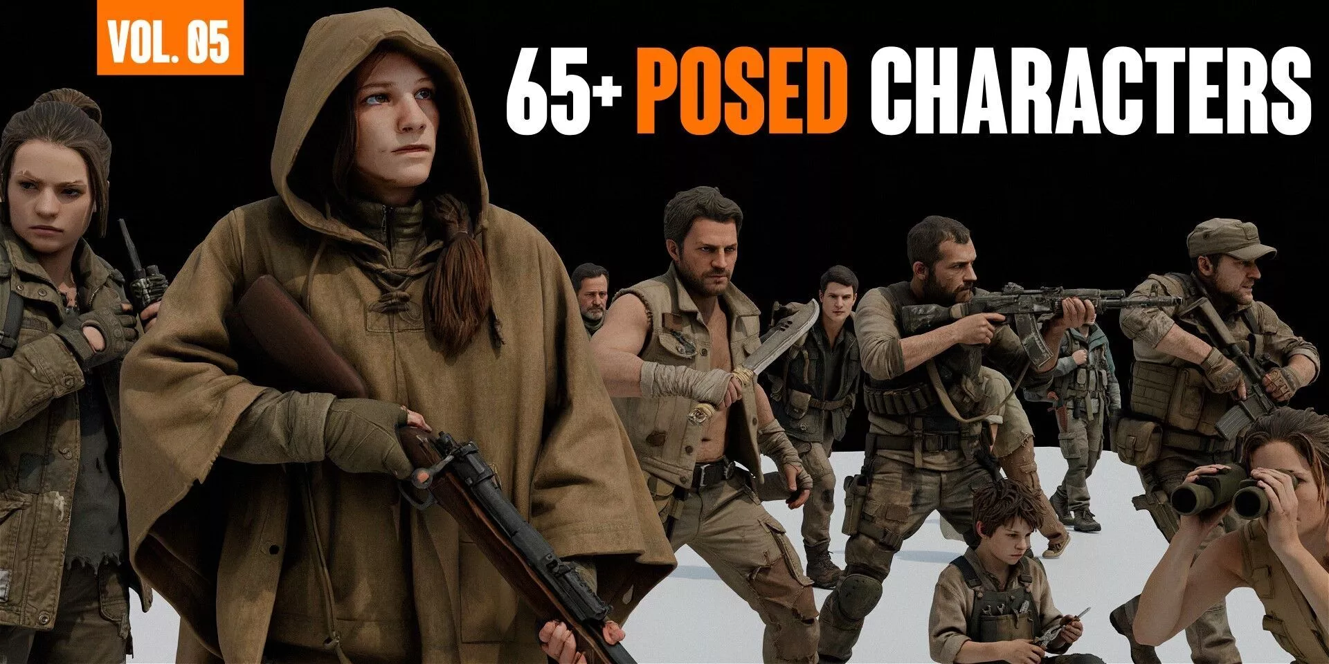 Posed Characters - Post Apocalyptic Survivors 3D model