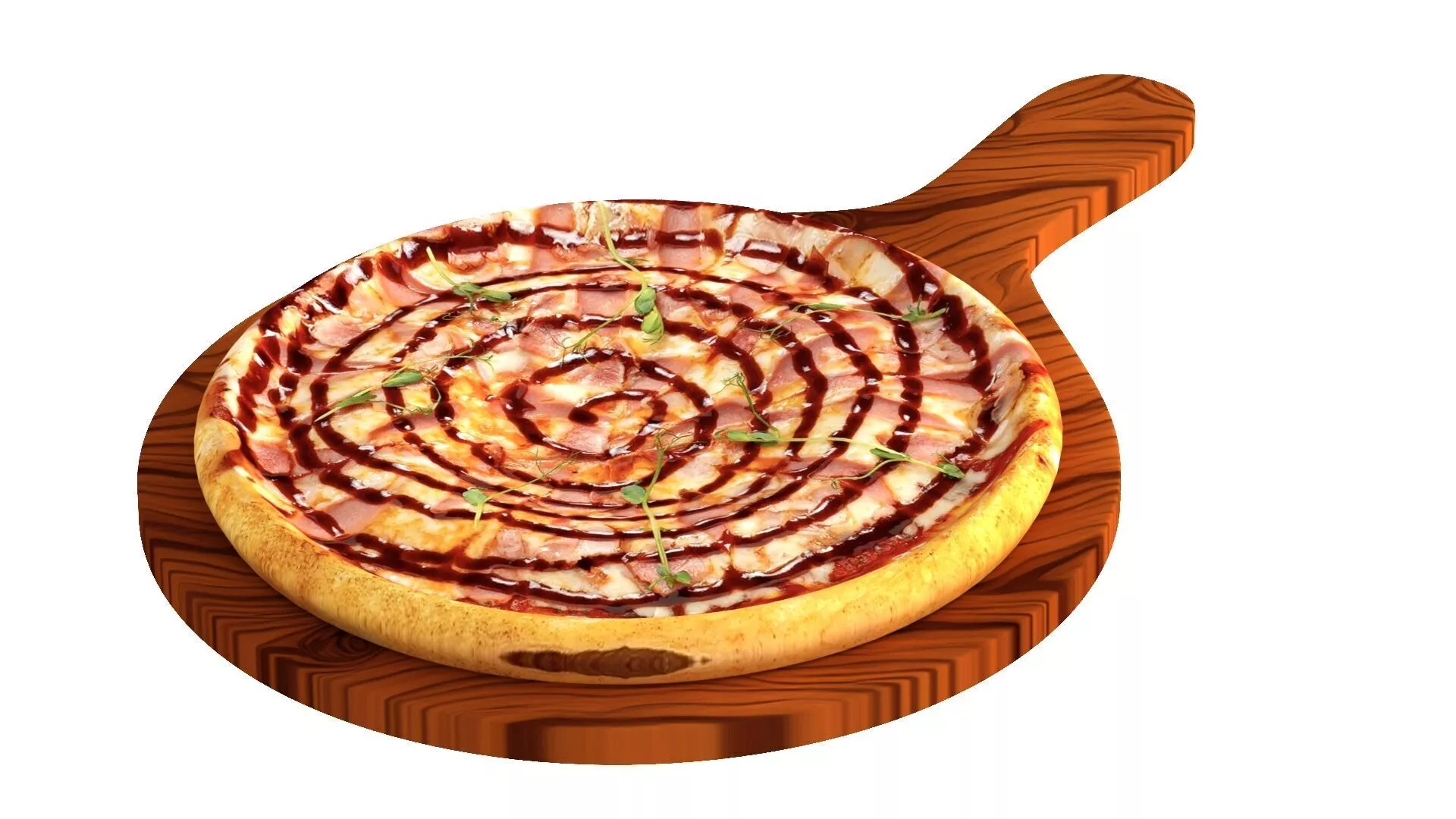 Pizza on a wooden desk 3D model