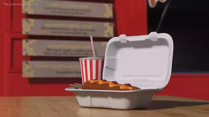 Corn Dogs with Drink 3D model 3