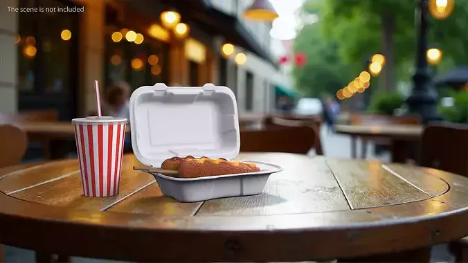 Corn Dogs with Drink 3D model 2