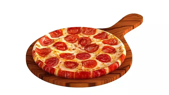Pizza of pepperoni 3D model 2