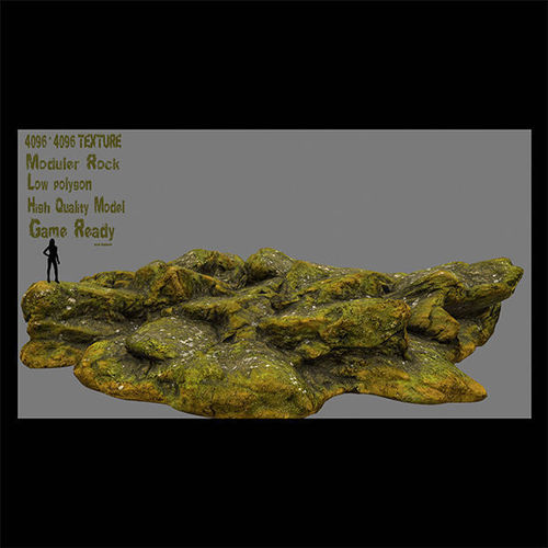 mossy rock 2 Low-poly 3D model