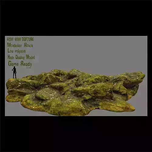mossy rock 2 Low-poly 3D model