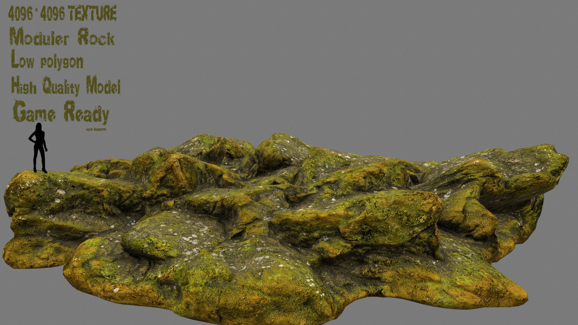 mossy rock 2 Low-poly 3D model_1