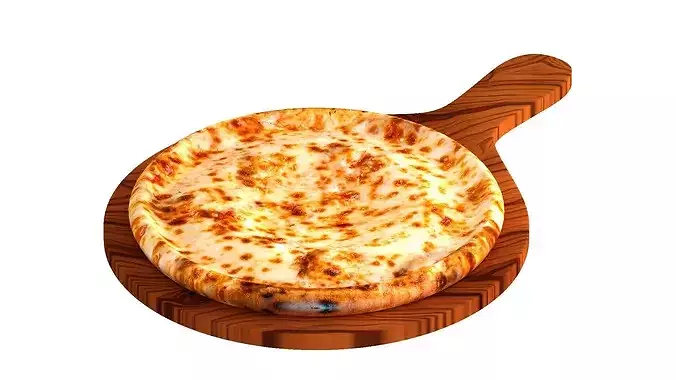 Margherita pizza with cheese 3D model 2