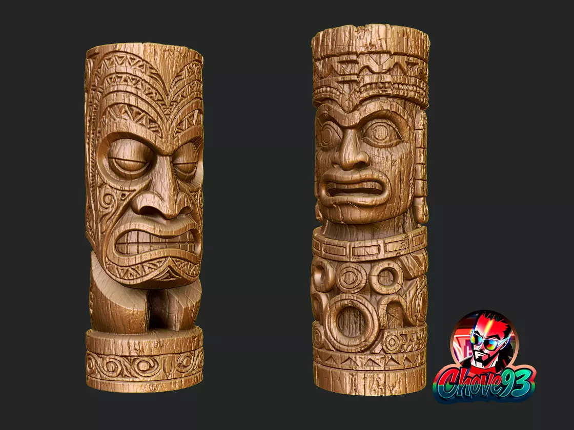 2 models Traditional Wooden Totems -for 3d printer 3D print model