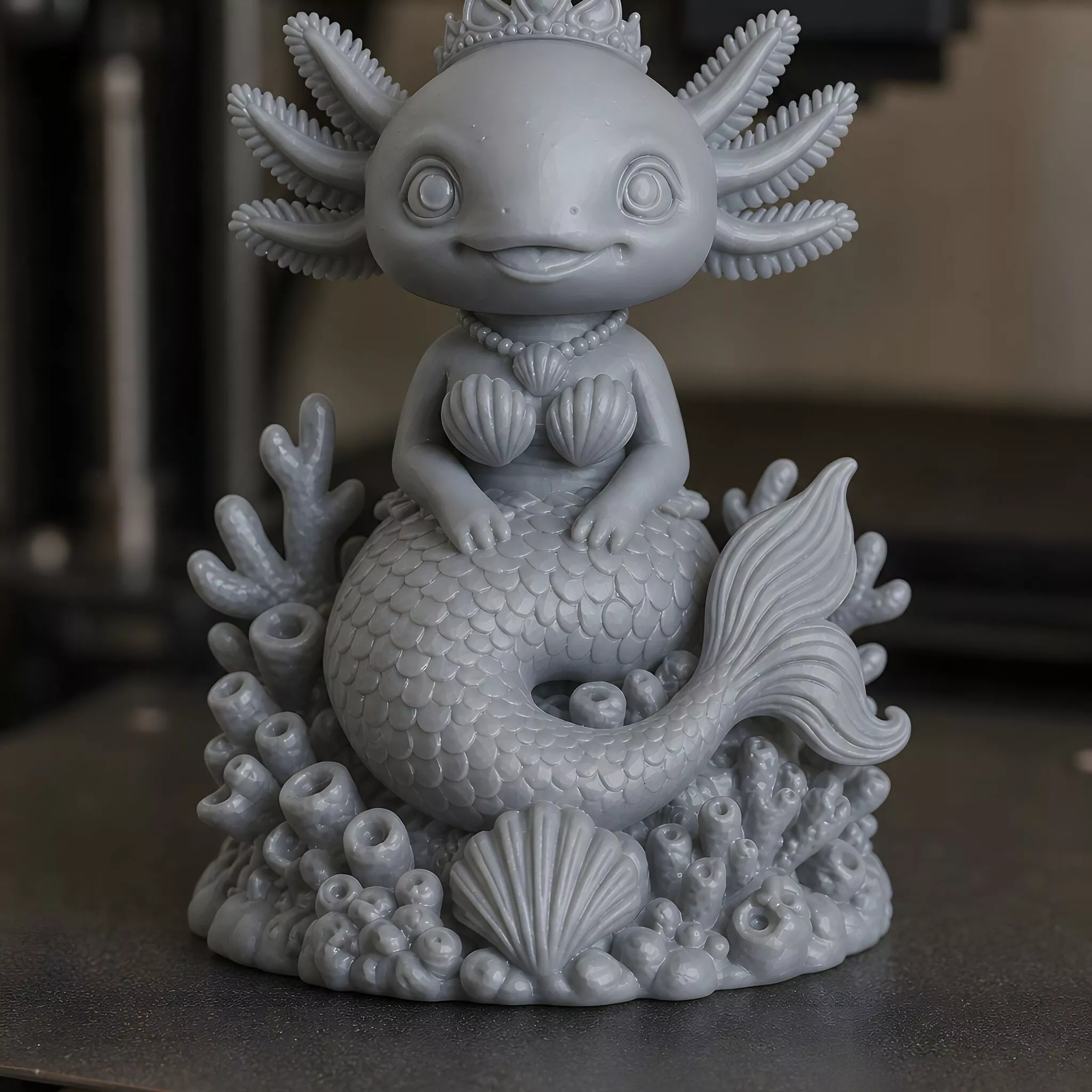Mermaid Axolotl Princess 3D Print Model 3D print model