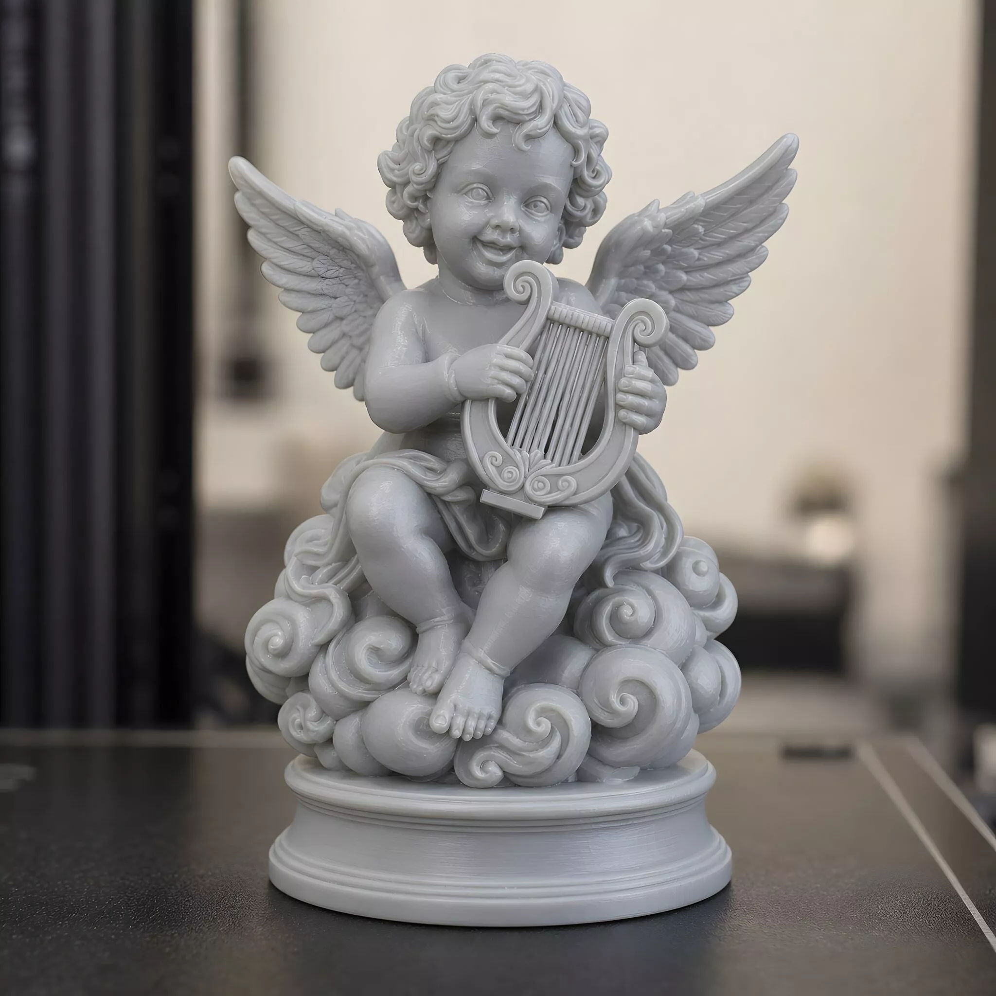 Cherub Playing Harp 3D Print Model 3D print model
