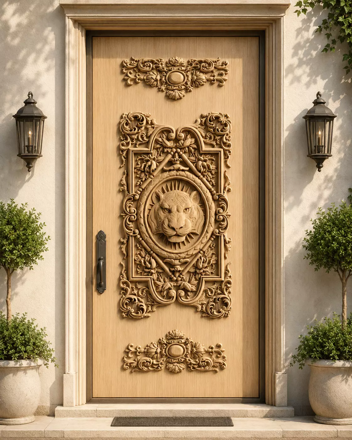Baroque Tiger Head Ornamental Panel 3D model