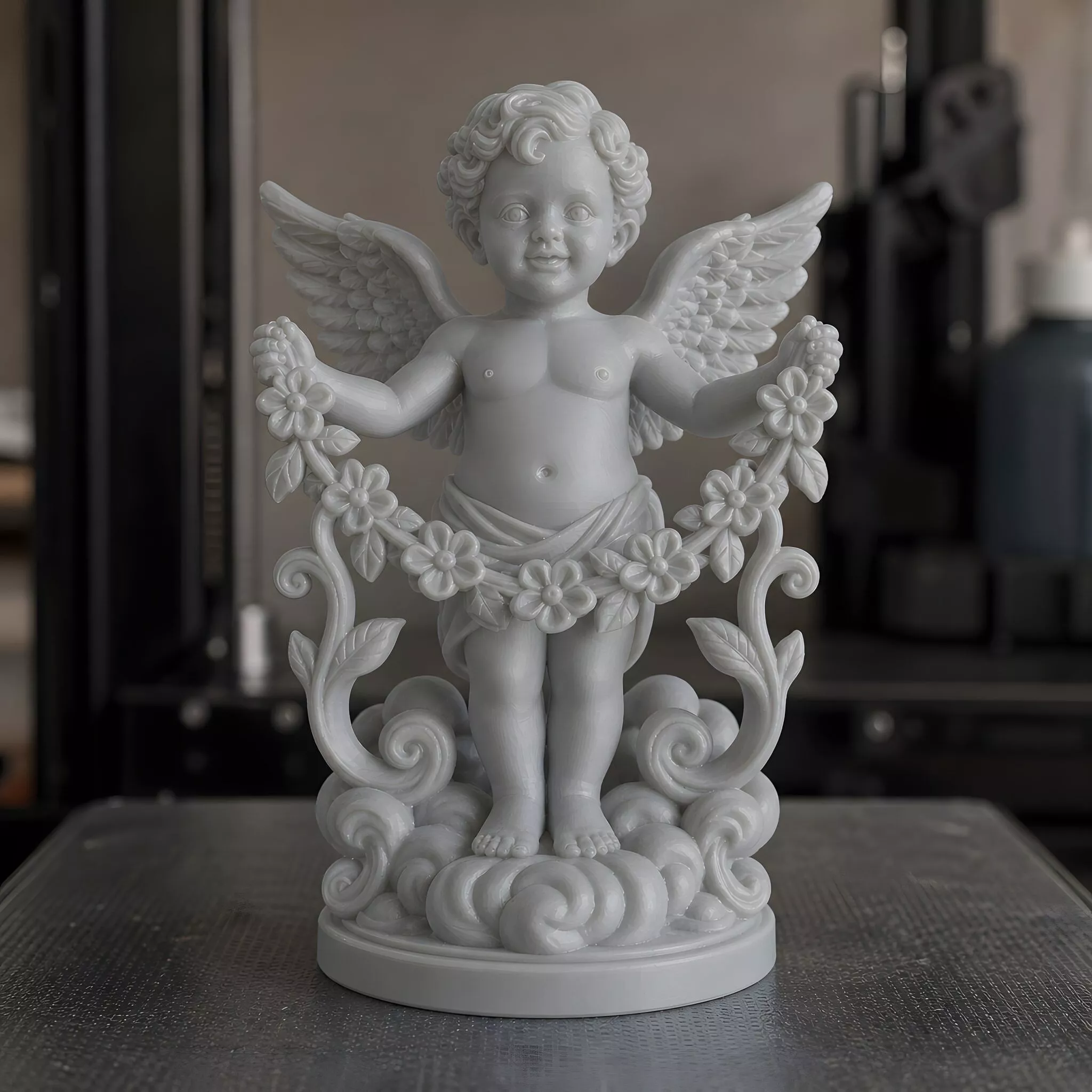 Cherub With Flower Garland 3D Print Model 3D print model