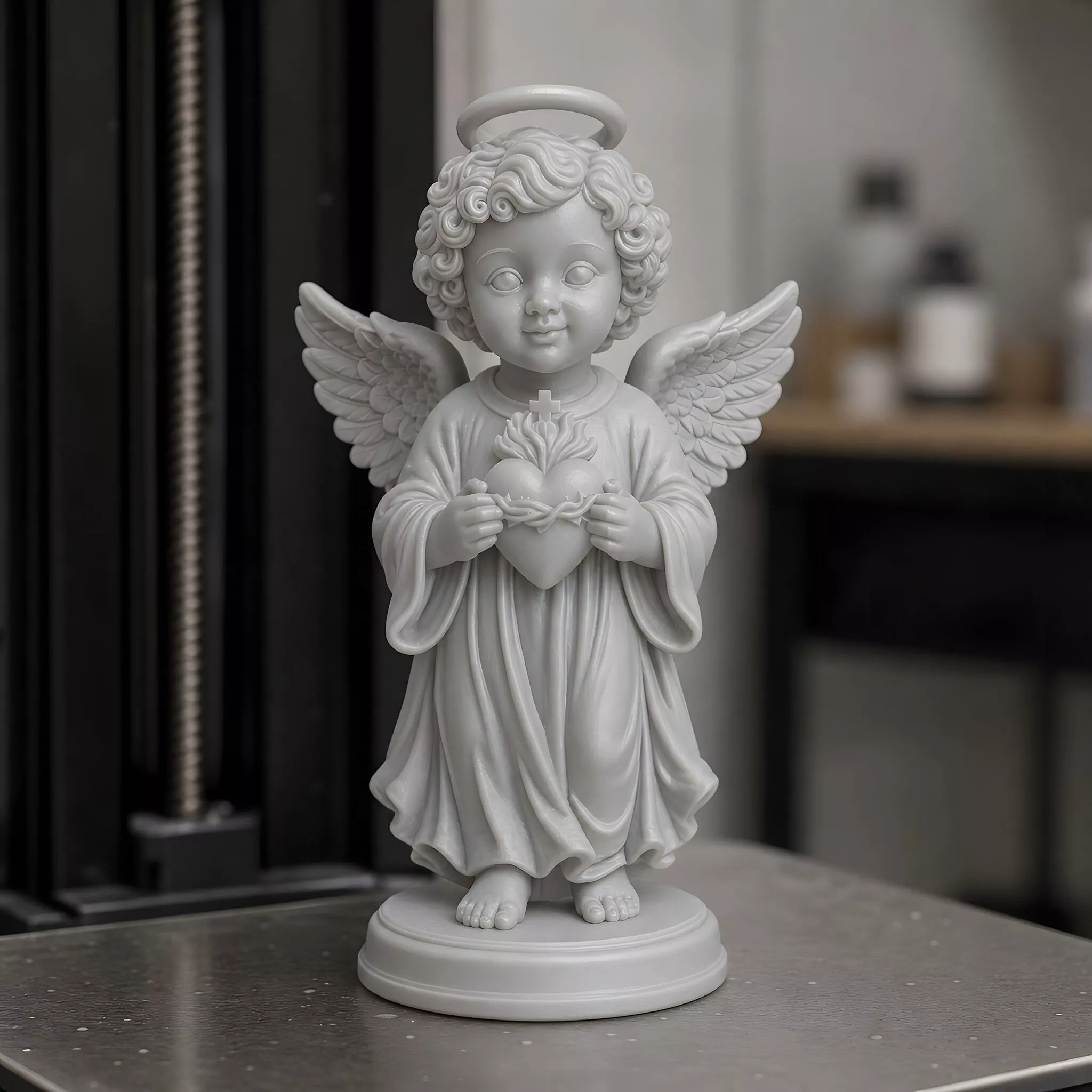 Cherub With Sacred Heart 3D Print Model 3D print model