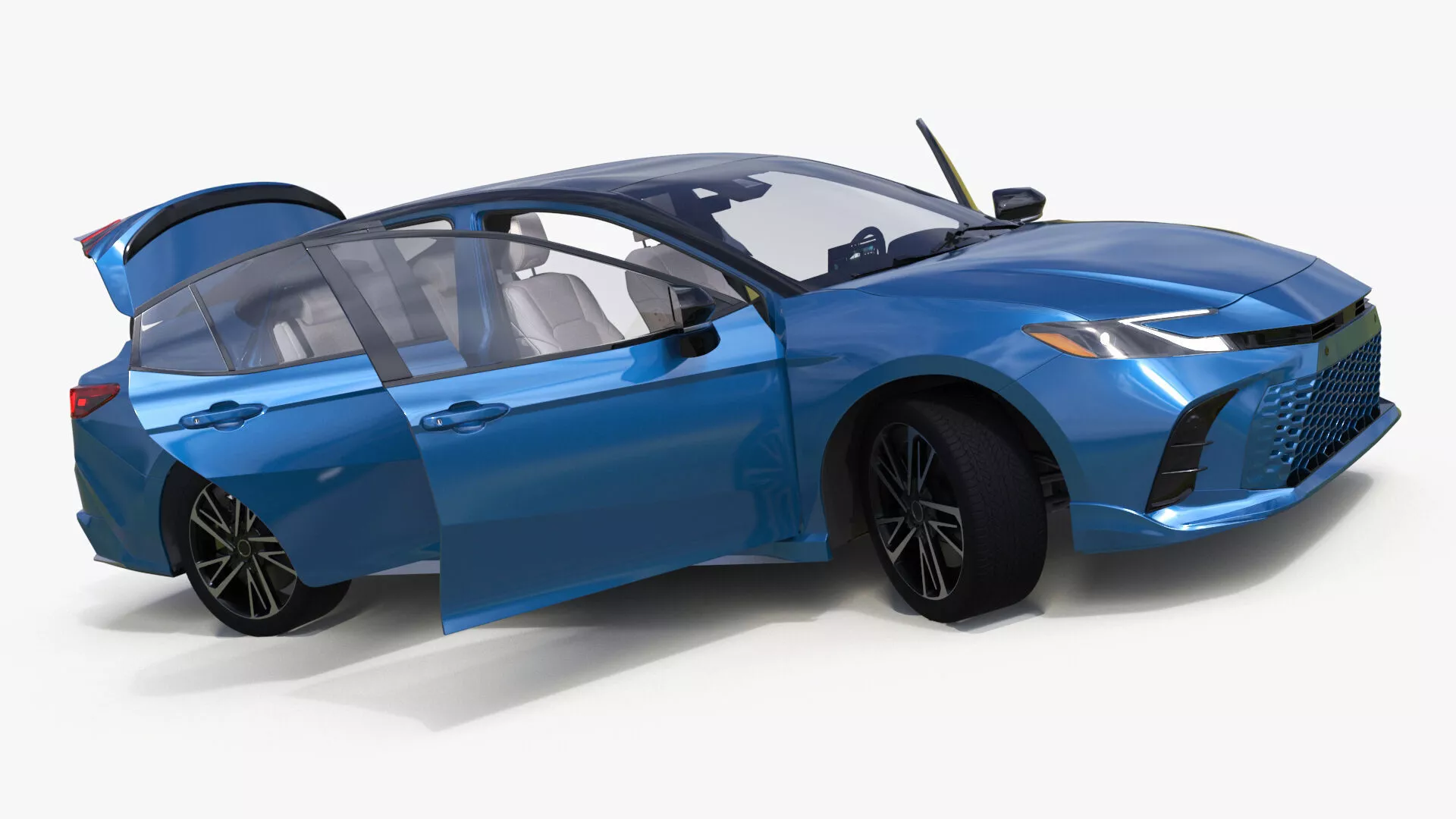 New Redesigned Sedan Blue Rigged 3D model