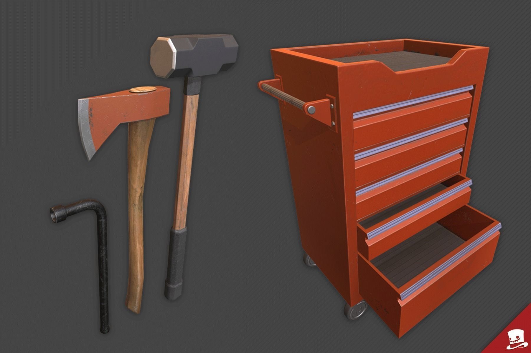 Workshop Props and Pipes PBR Low-poly 3D model_7