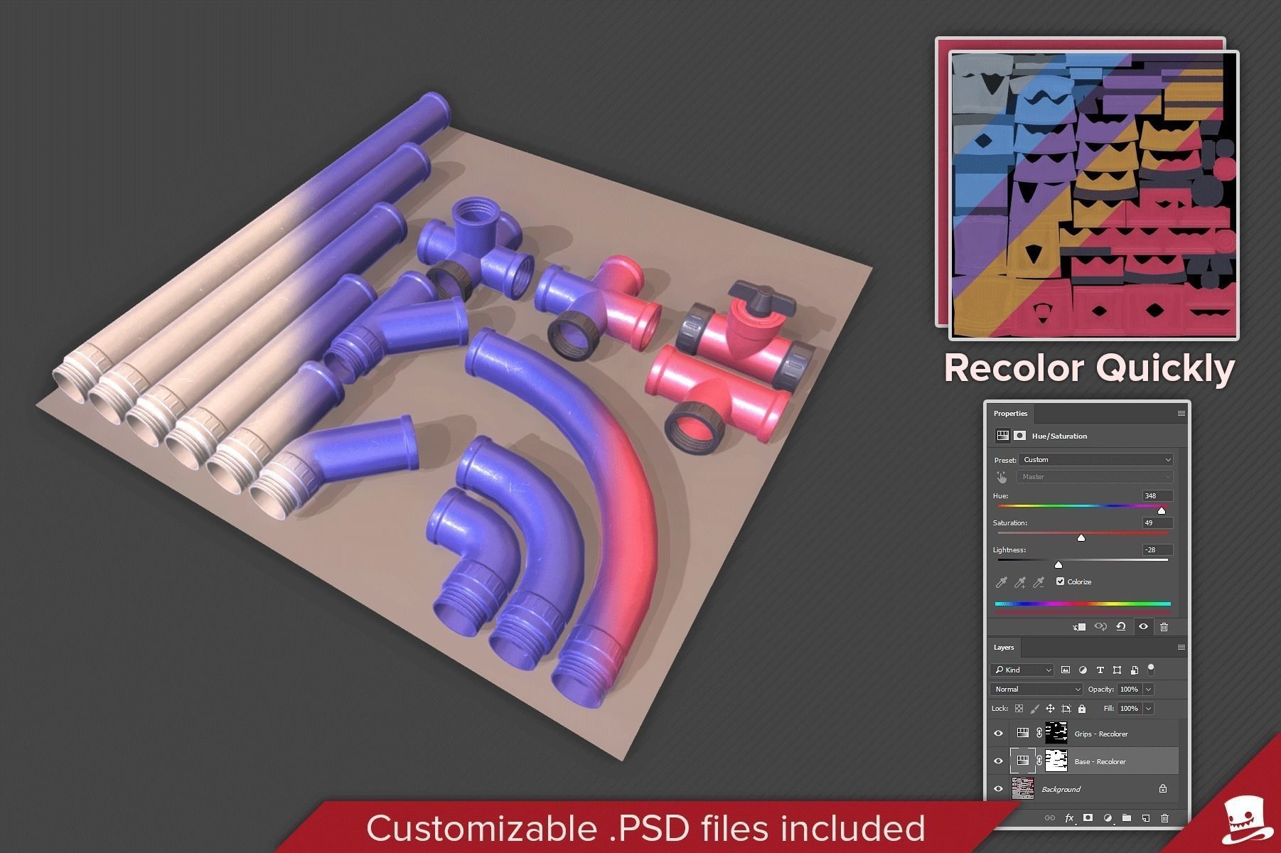 Workshop Props and Pipes PBR Low-poly 3D model_5
