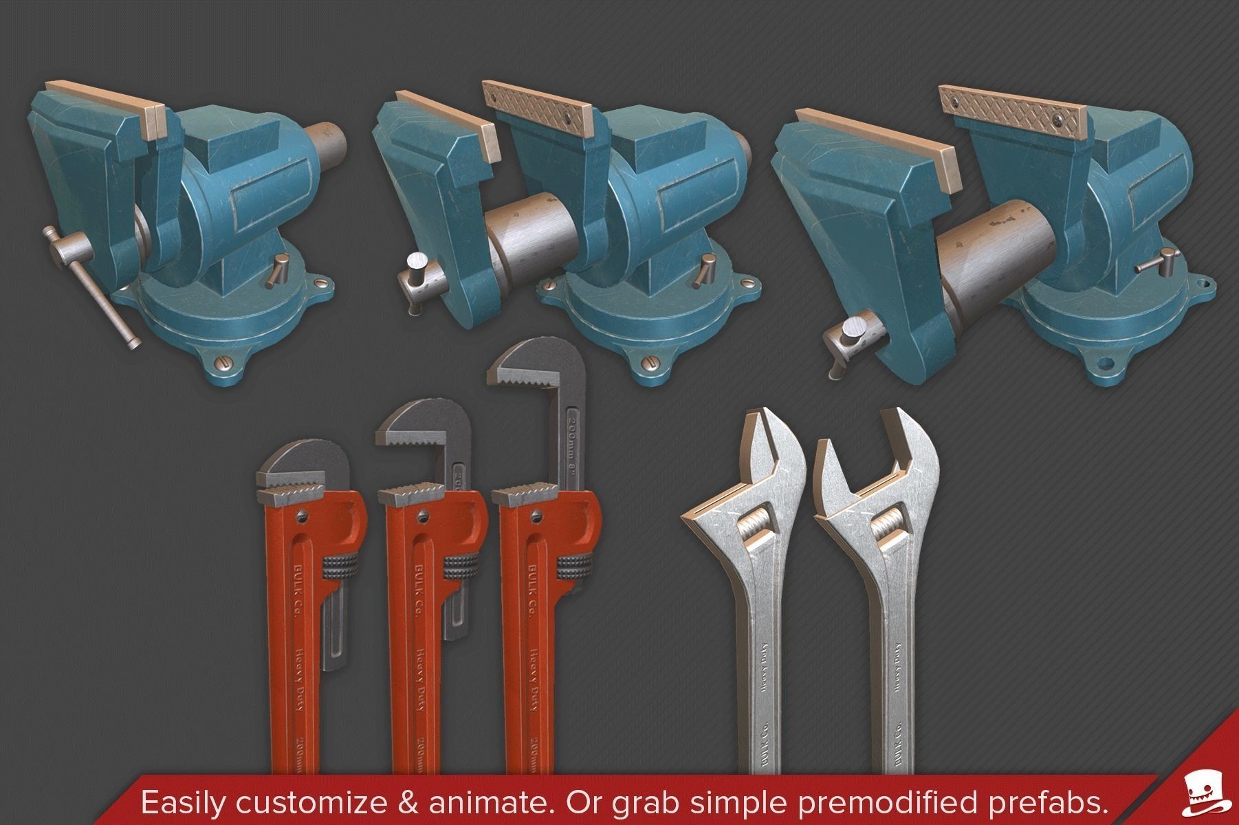Workshop Props and Pipes PBR Low-poly 3D model_2