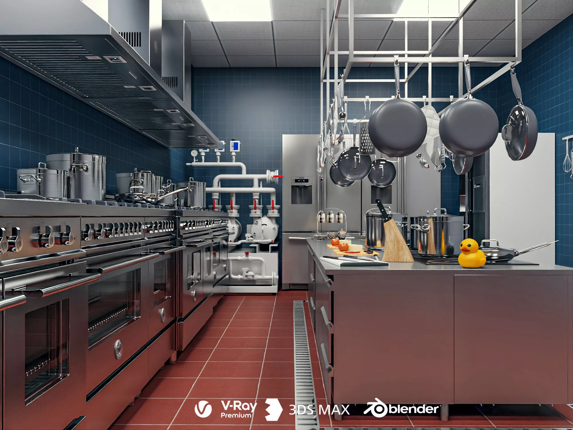 Premium stainless kitchen asset pack 3D model