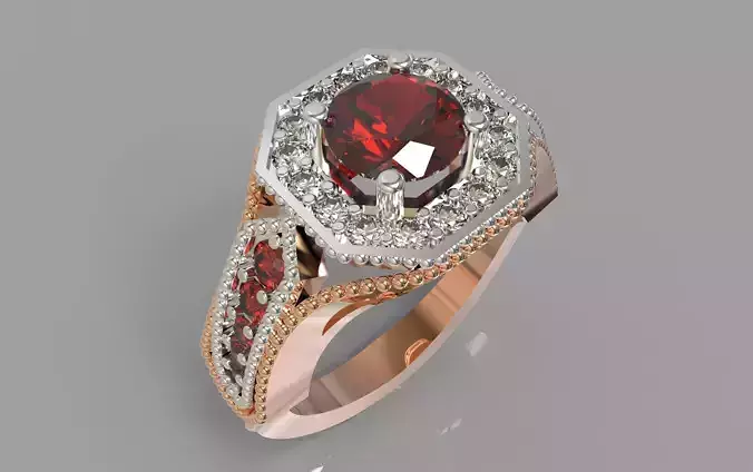 Ring with diamonds 3D print model