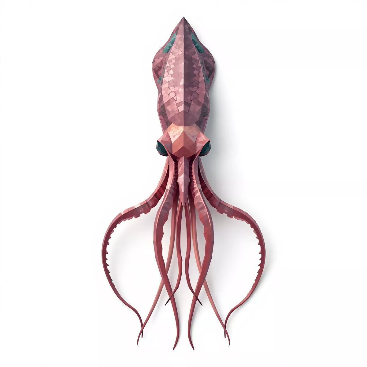 Low Poly Squid 3D Model - Geometric Marine Animal Asset 3D print model