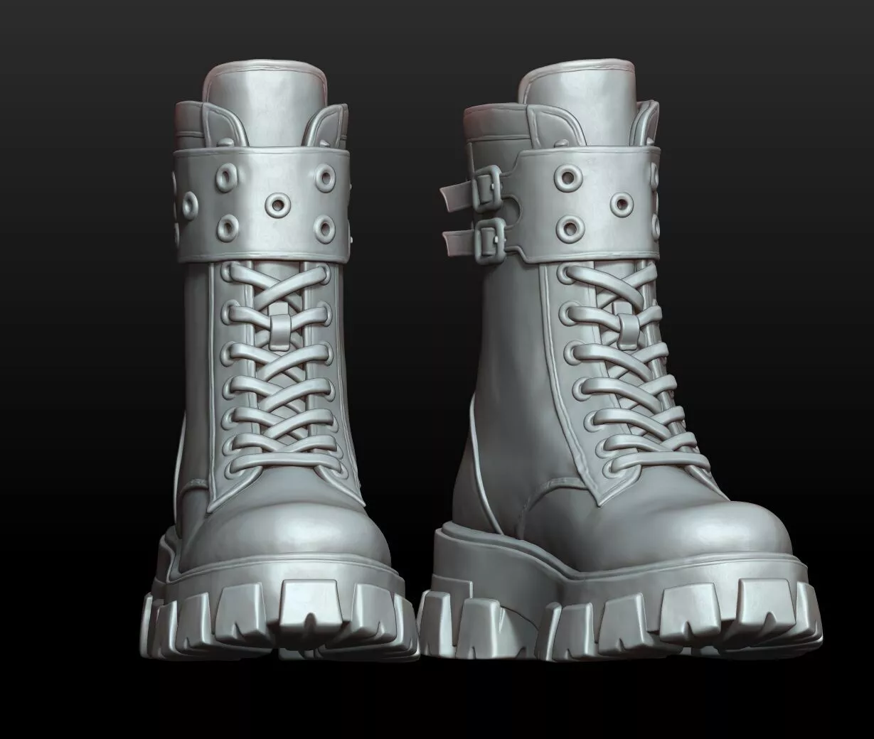 Tactical Platform Boots woman Cyber Combat ZBrush HighPoly 3D print model