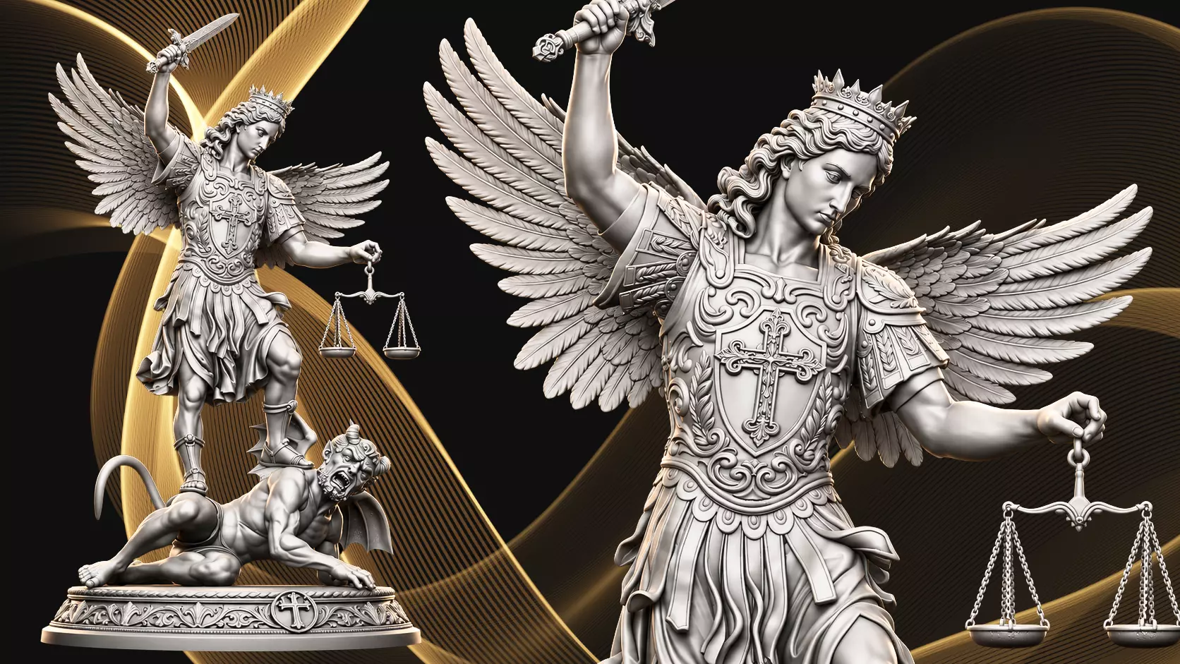 Saint Michael Archangel Premium Statue 3D print model