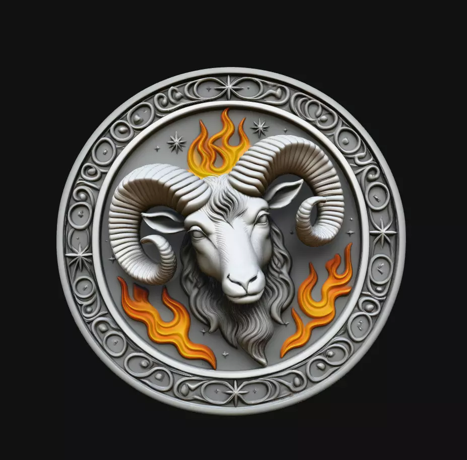Aries Ram Flame Medallion Pendant 3D Print Model 3D print model