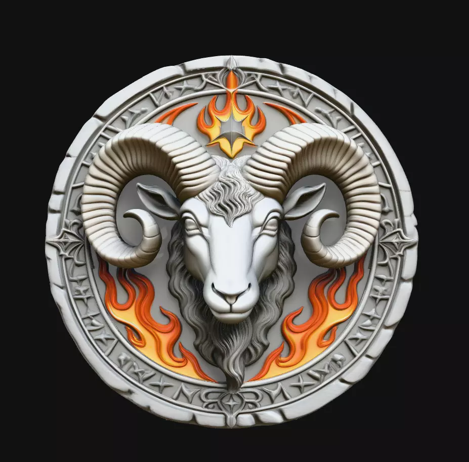 Aries Ram Flame Zodiac Pendant 3D Print Model 3D print model