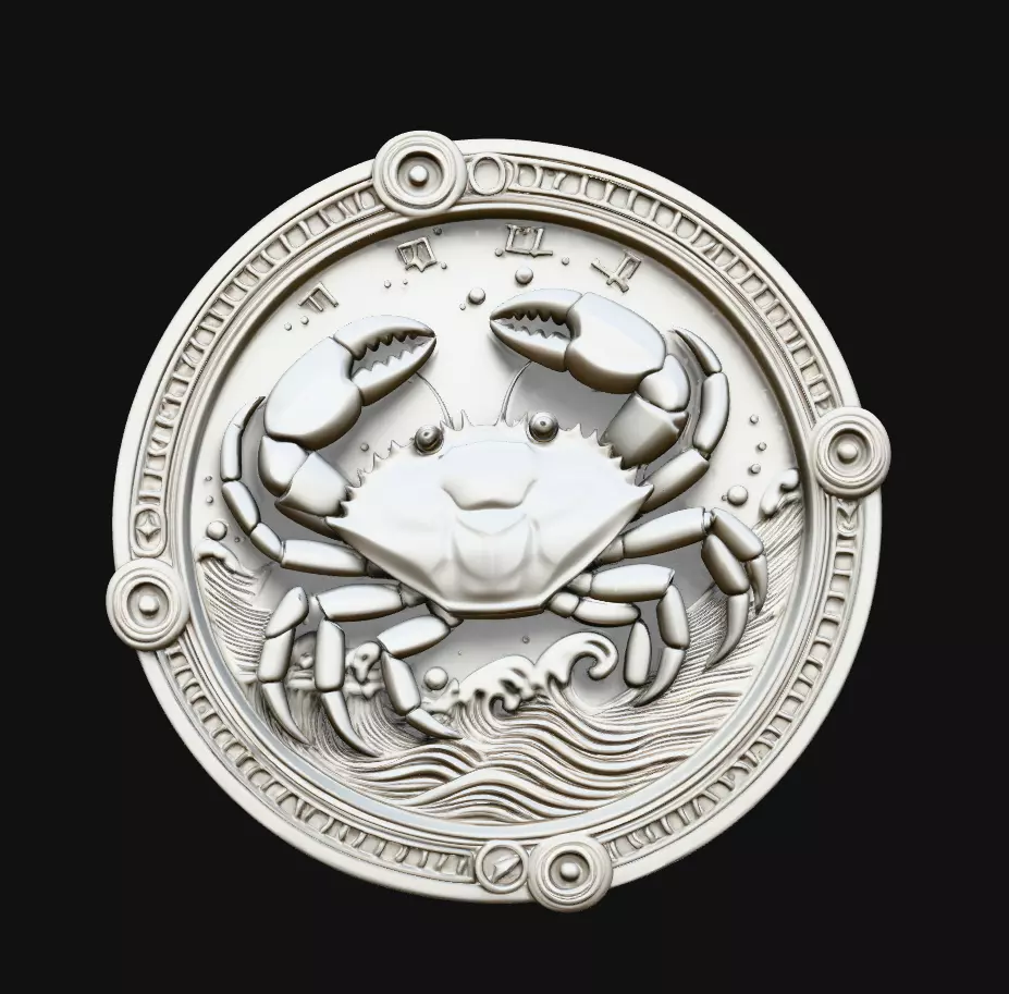 Cancer Crab Ocean Zodiac Round Pendant 3D Print Model 3D print model