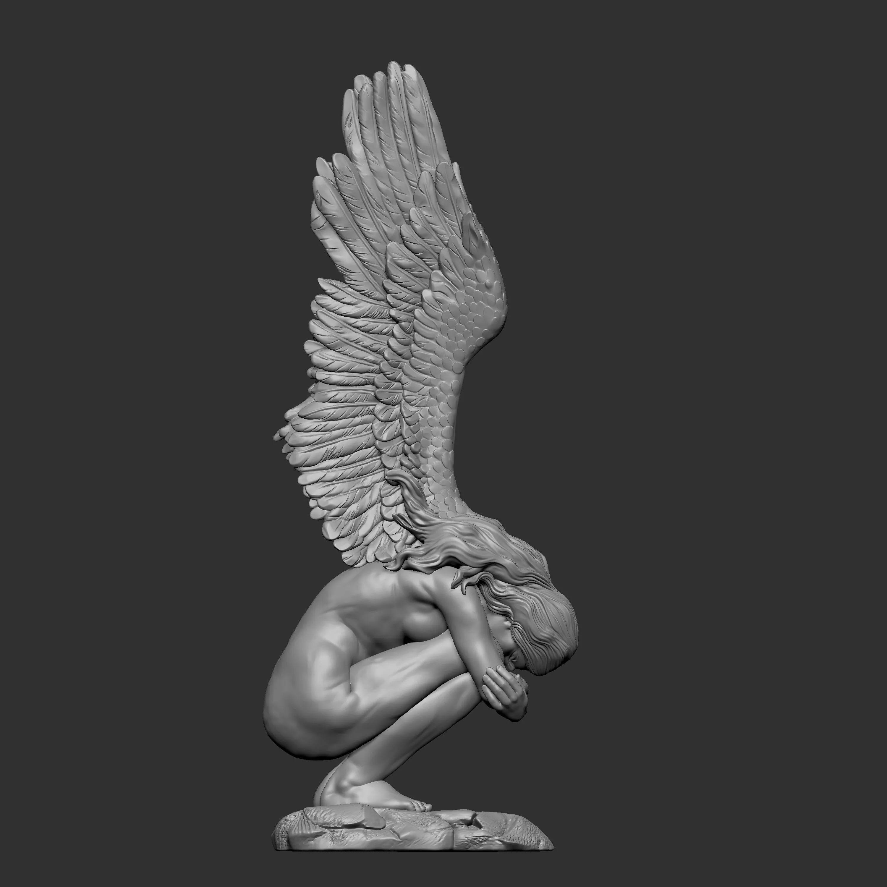sculpted 3D model of a weeping angel statue 3D print model