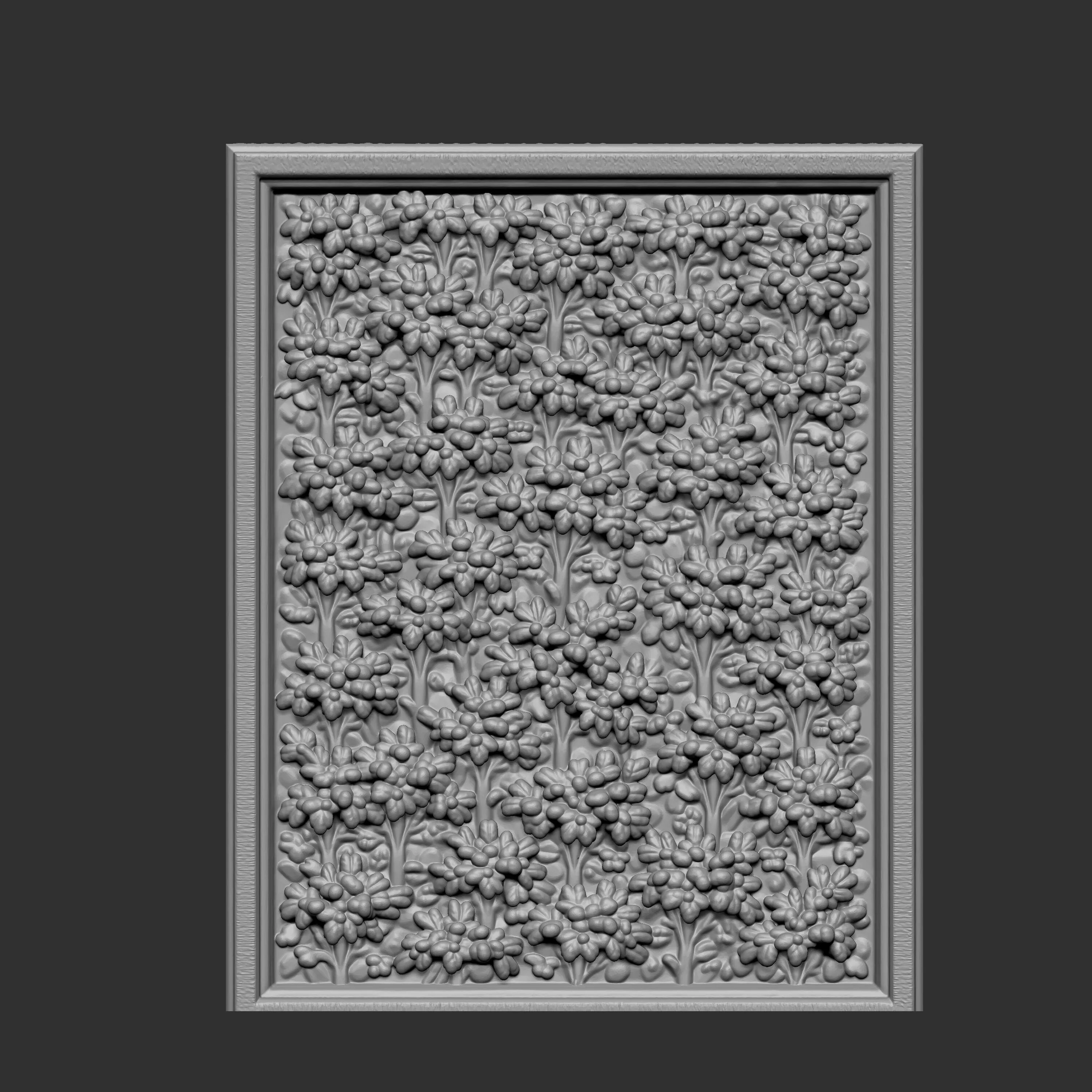 3D floral bas-relief panel framed 3D print model