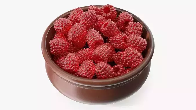 Raspberries in Bowl 3D model