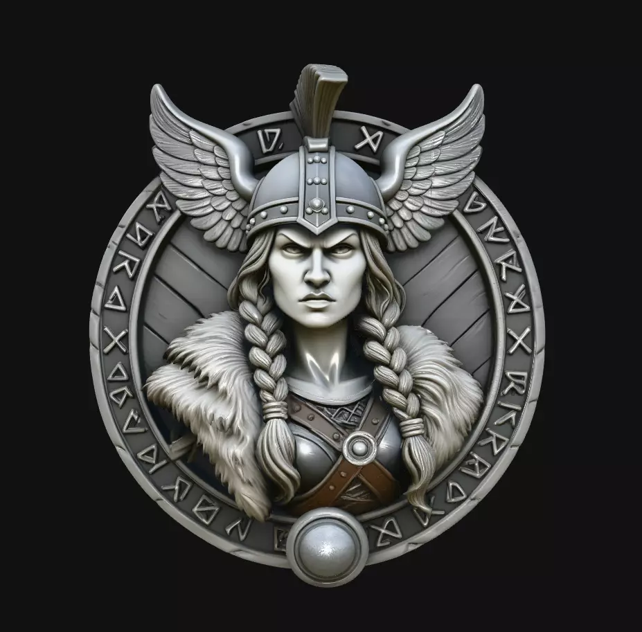 Viking Shield Maiden Rune Pendant 3D Print Model 3D print model