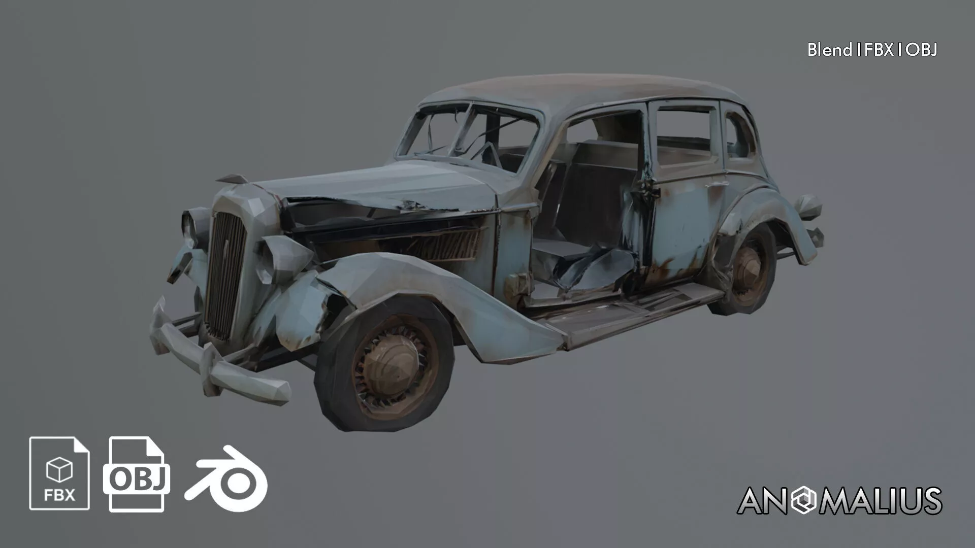 antique car junk Free 3D model
