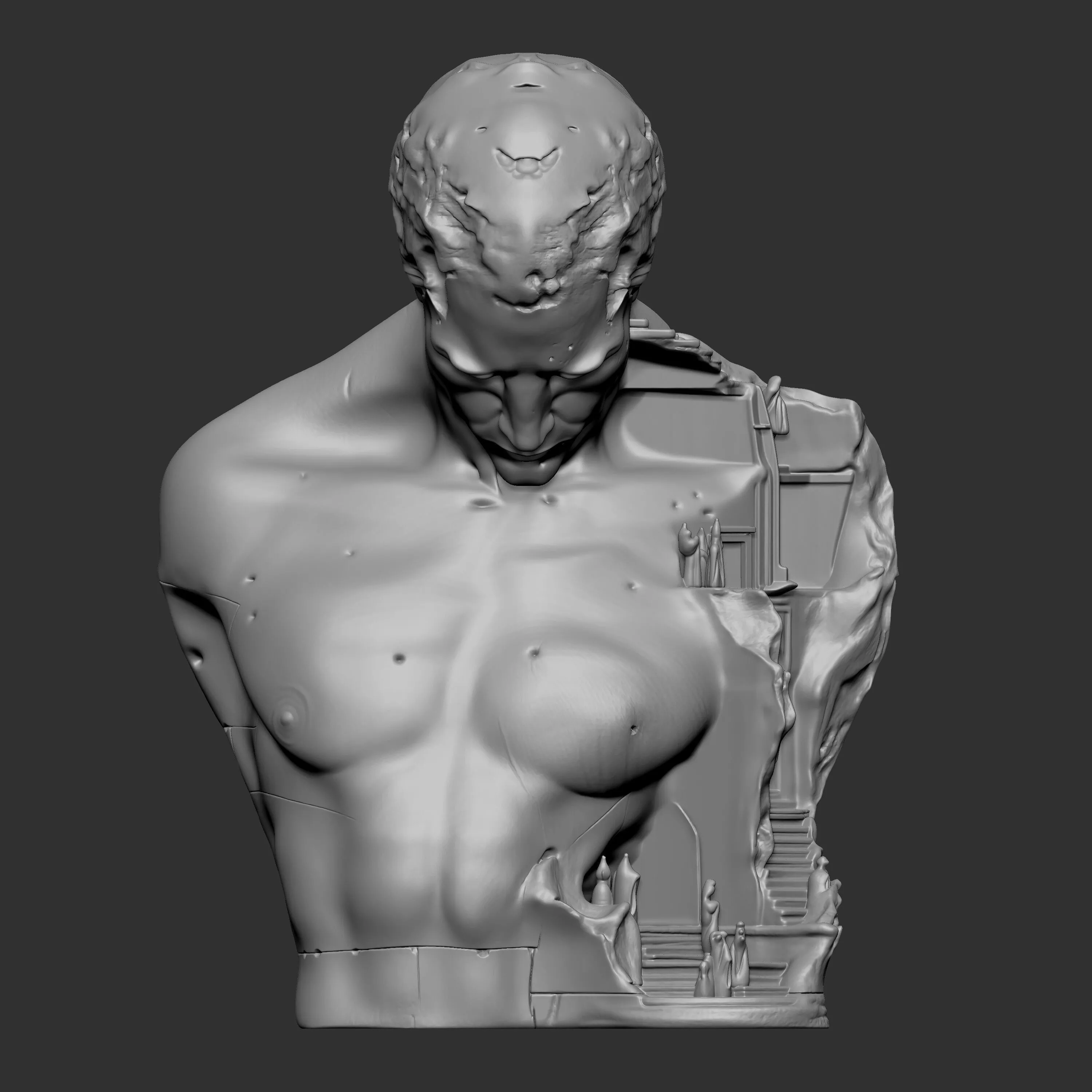 human anatomy with a miniature 3D print model