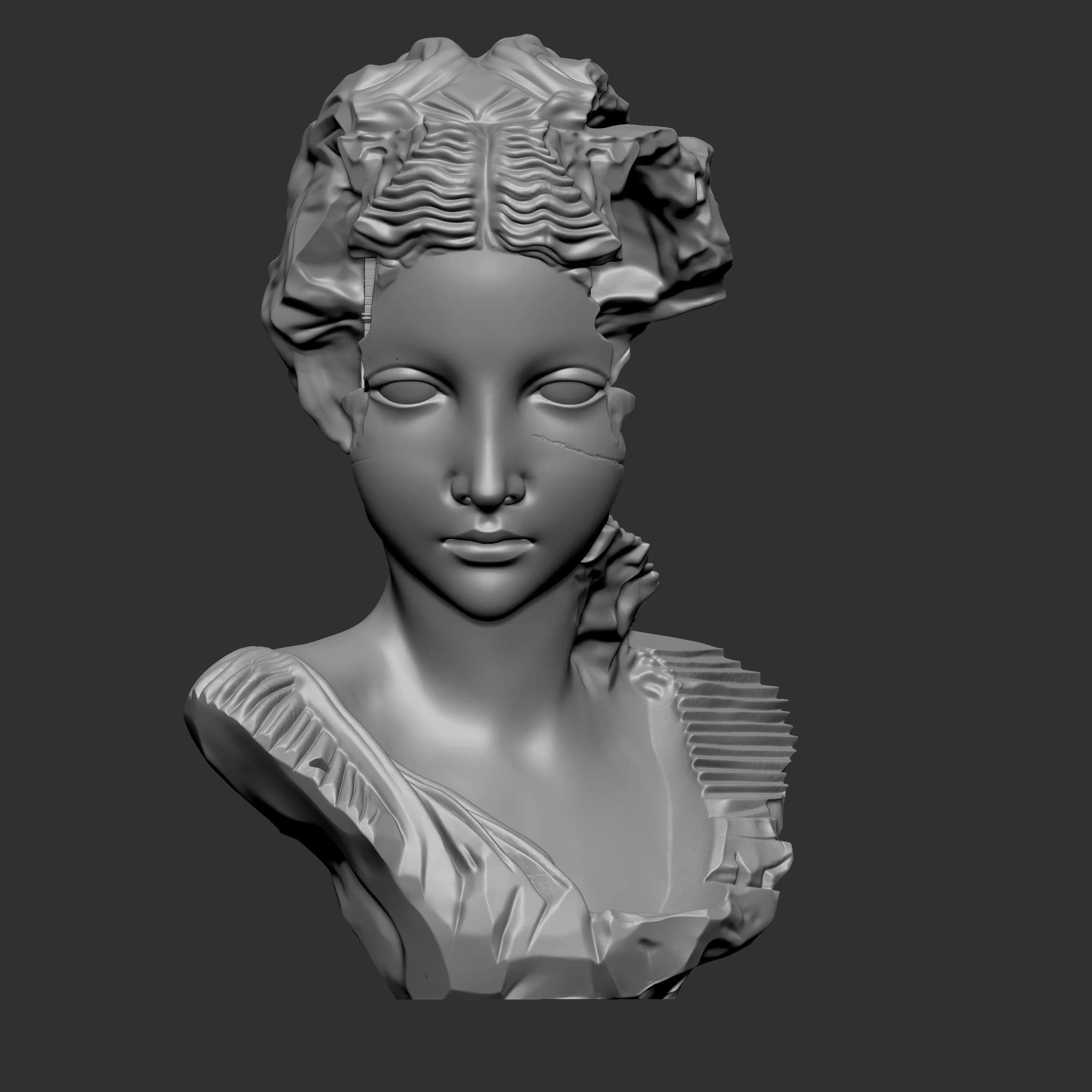 bust that blends a classical female portrait 3D print model
