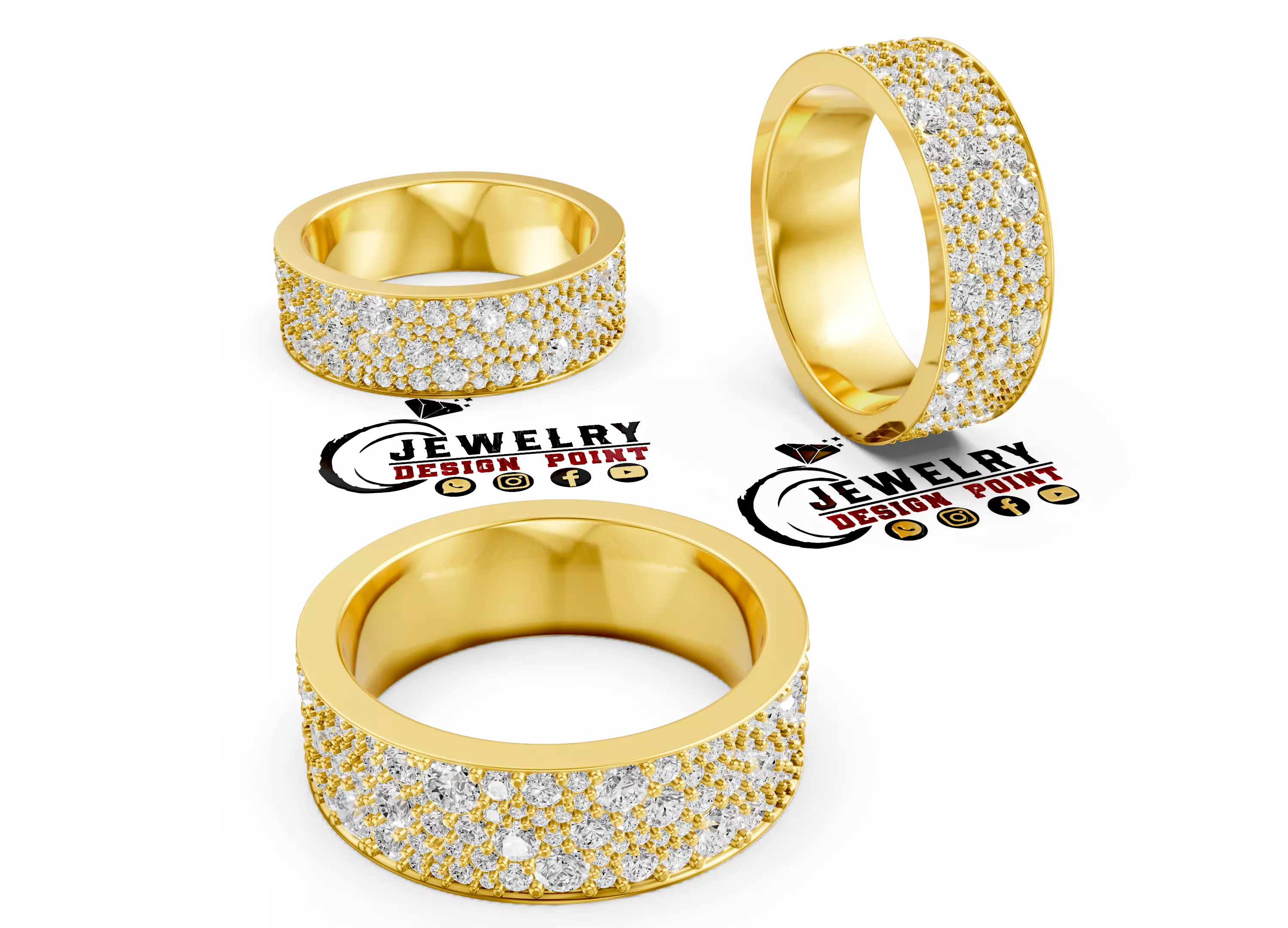 Custom Eternity Mosaic Diamond Eternity Band - Elegant Mosaic 3D print model