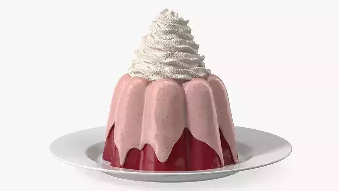 Pudding with Whipped Cream 3D model