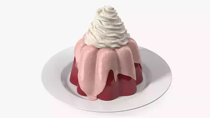Pudding with Whipped Cream 3D model 7