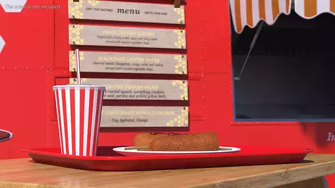 Fast Food Tray with Corn Dogs and Beverage 3D model 4
