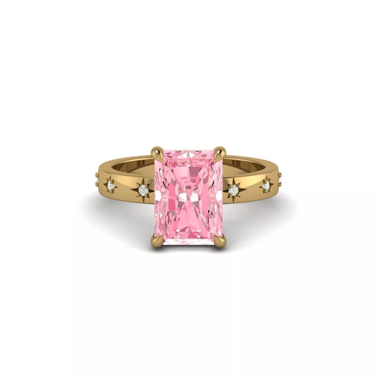Radiant Pink Diamond Ring-3D CAD Model 3D print model