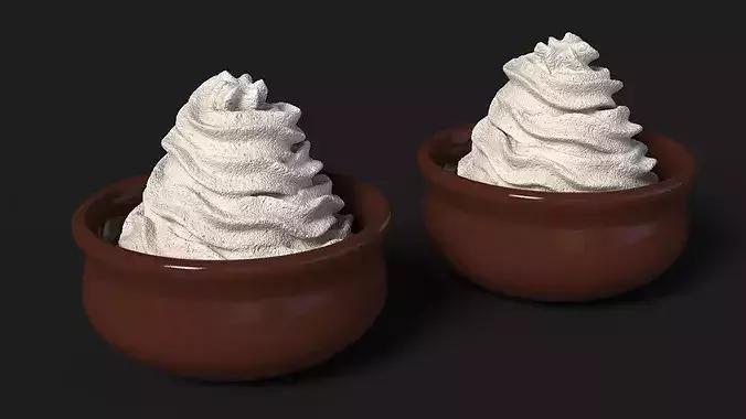 Vanilla Whipped Cream in Bowl 3D model 5