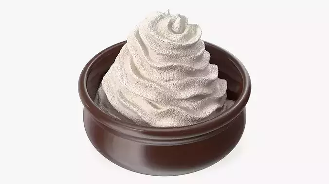 Vanilla Whipped Cream in Bowl 3D model