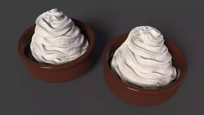 Vanilla Whipped Cream in Bowl 3D model 6