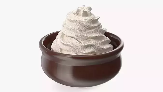 Vanilla Whipped Cream in Bowl 3D model 7